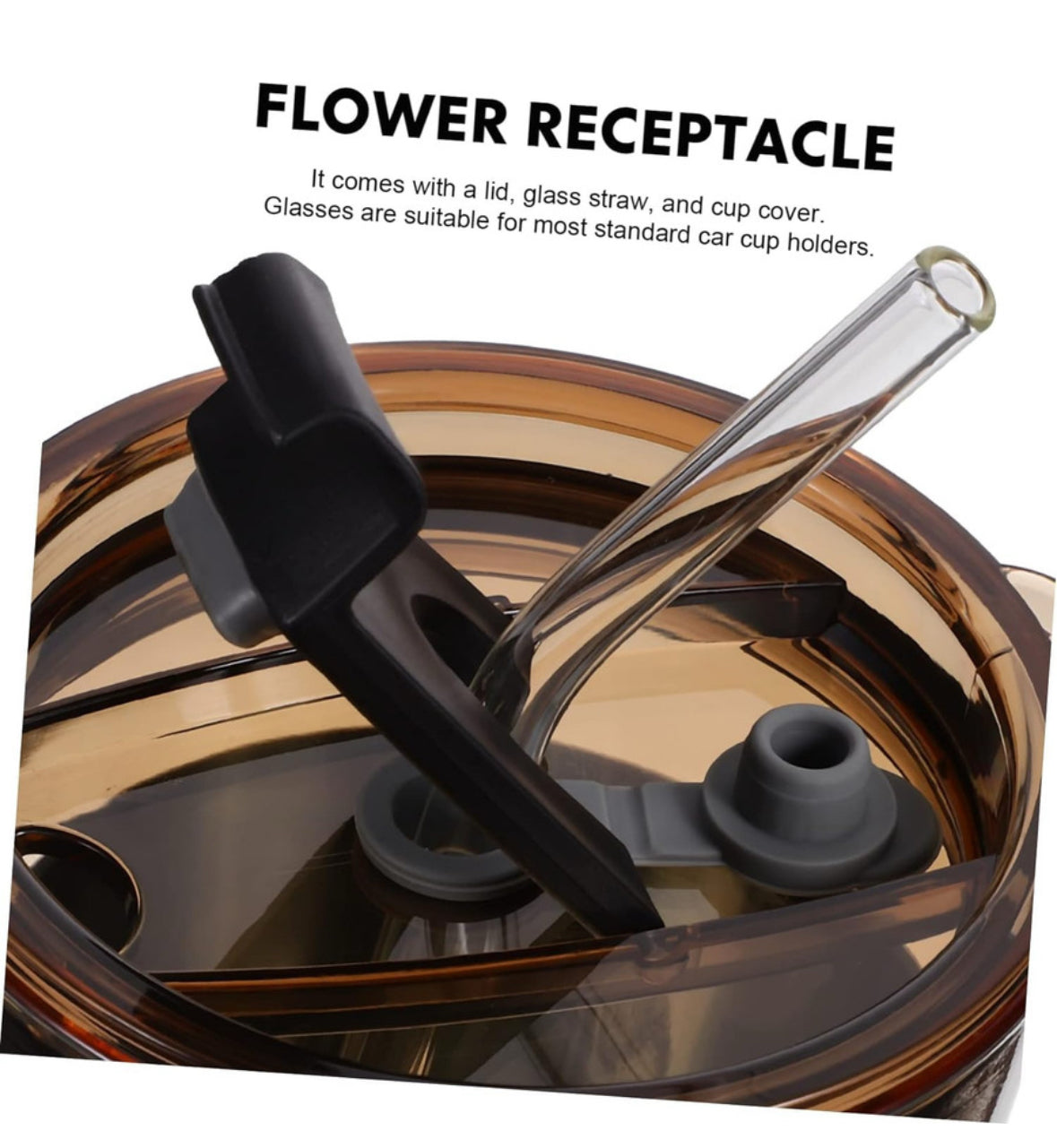 GLASS COFFEE SIPPER WITH LID AND GLASS STRAW 400ML